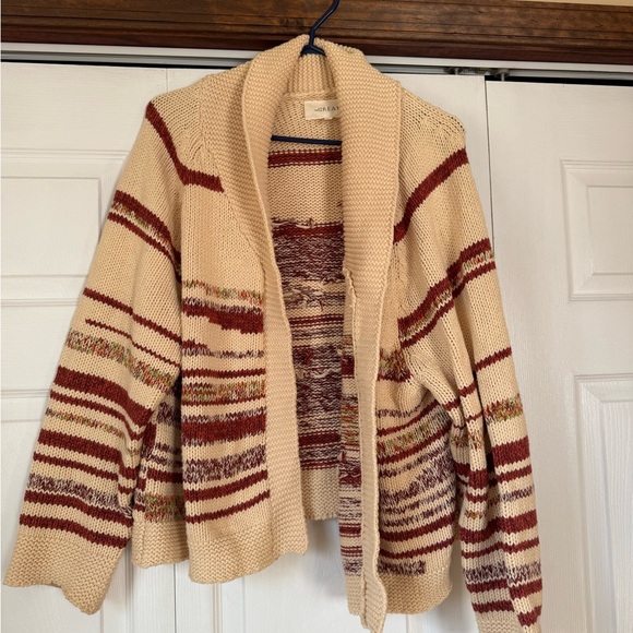 THE GREAT. The Landscape Lodge Striped Crochet-Knit Cardigan - Picture 4 of 6